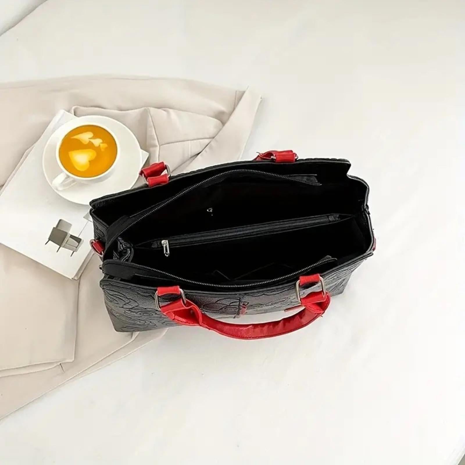 NEW JingPin Piju Faux Leather Bag, Crossbody|Shoulder Bag Black Red New w/o Tag