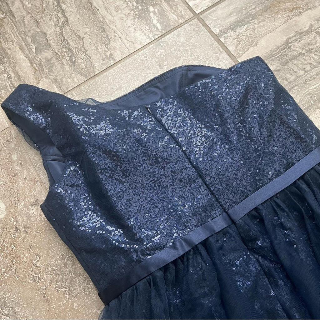 NEW One Shoulder Glitter Mesh Maxi Dress in Navy, Size XL New w/o Tag
