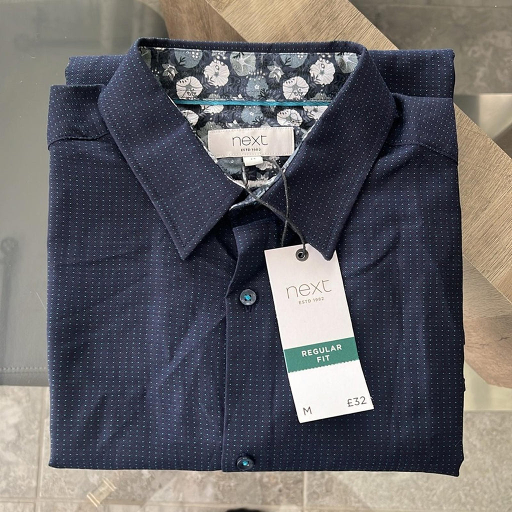 NWT next Regular Fit Men’s Dress Shirt, Navy Size M New w/Tag Retail £32