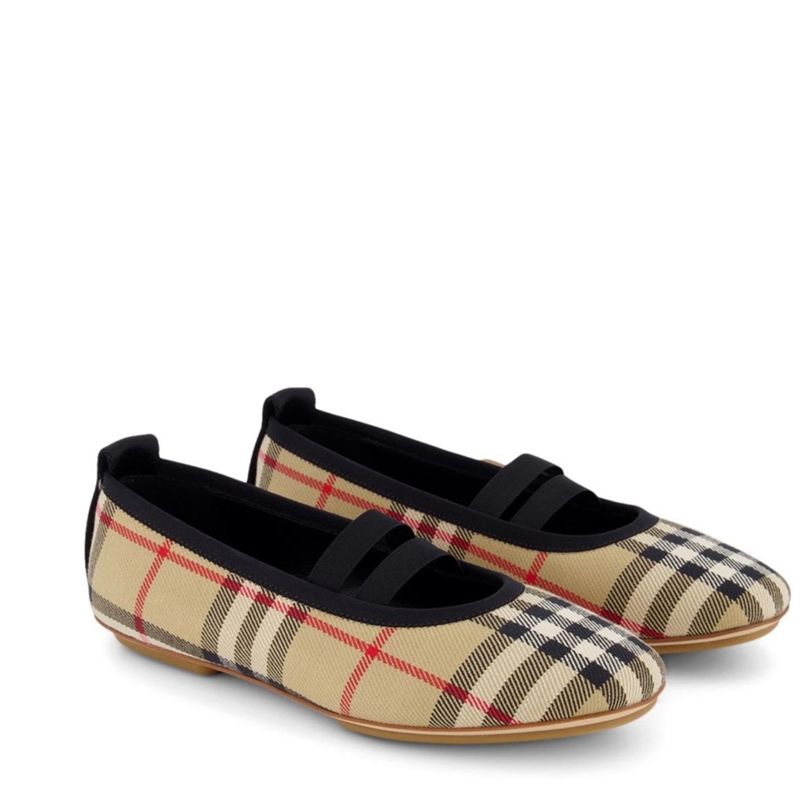 Burberry Kids Logo-Detail Check Ballerina Shoes, Size EU 35, UK 2.5 NEW in Box