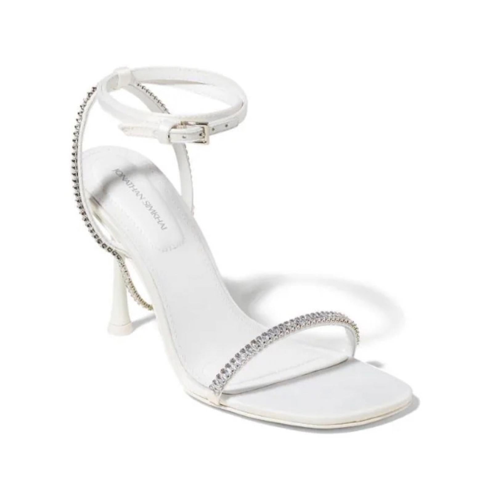Jonathan Simkhai Luxon Crystal Harness Sandals White, Size EU41, NEW+DustBag