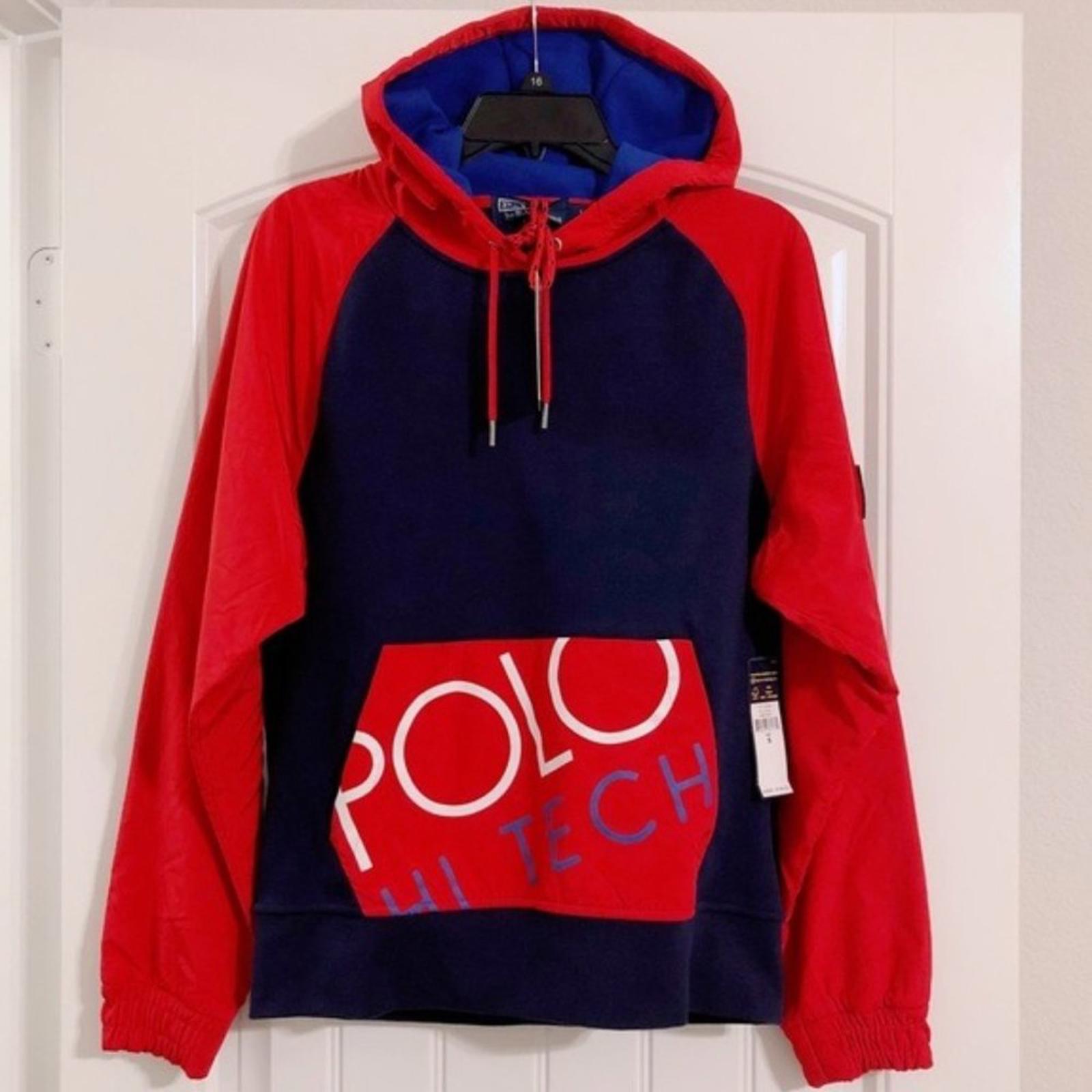 Polo Hi-Tech Ralph Lauren Sweatshirt Hoodie in Red & Blue Size S New w/Tag
