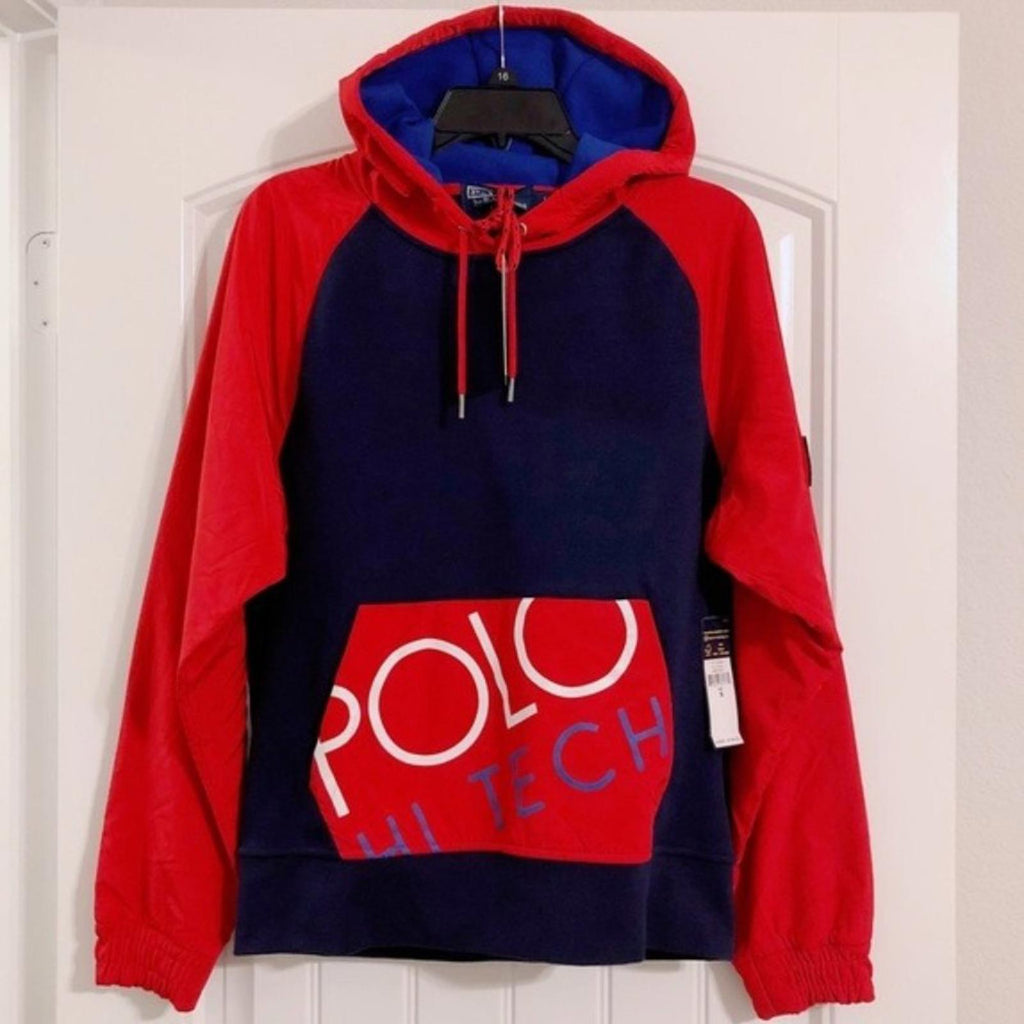 Polo Hi-Tech Ralph Lauren Sweatshirt Hoodie in Red & Blue Size S New w/Tag