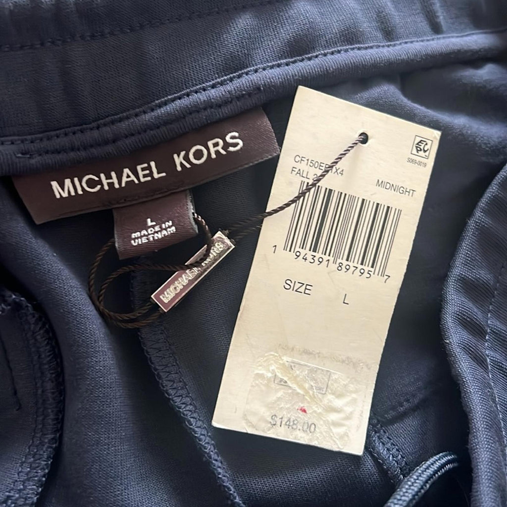 Michael Kors Mixed Media Track Pants in Midnight Blue, NWT, Size L