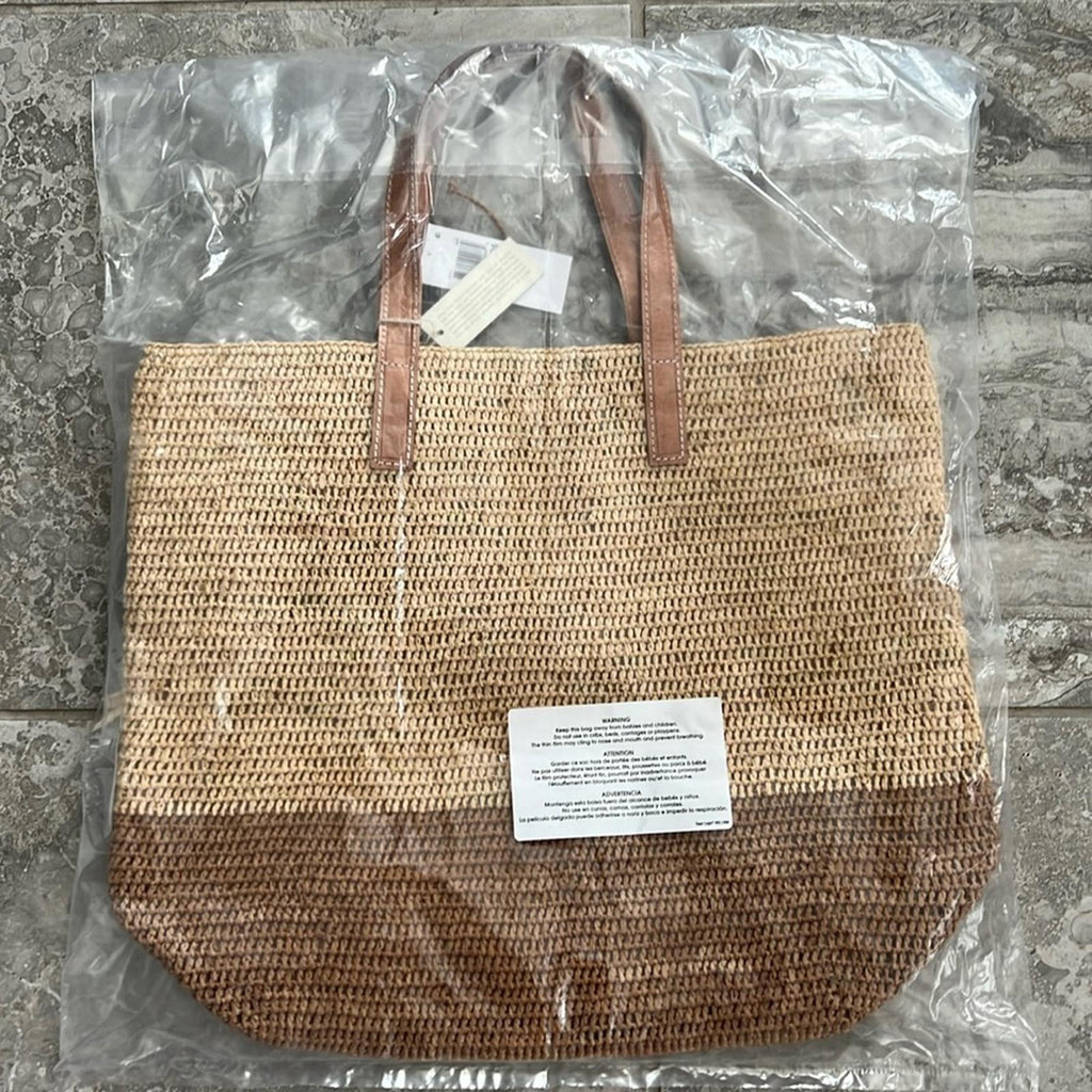 Mar Y Sol Montauk Tote Straw Bag in Sand/ Brown One Size, New w/Tag