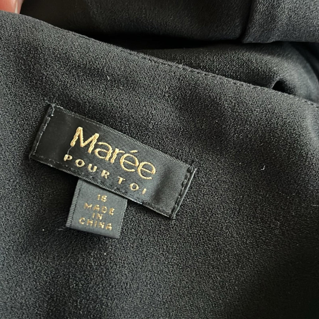 Marée Pour Toi BLACK Ruffle-Cuff Shift Dress, Plus Size 16 New w/Tag