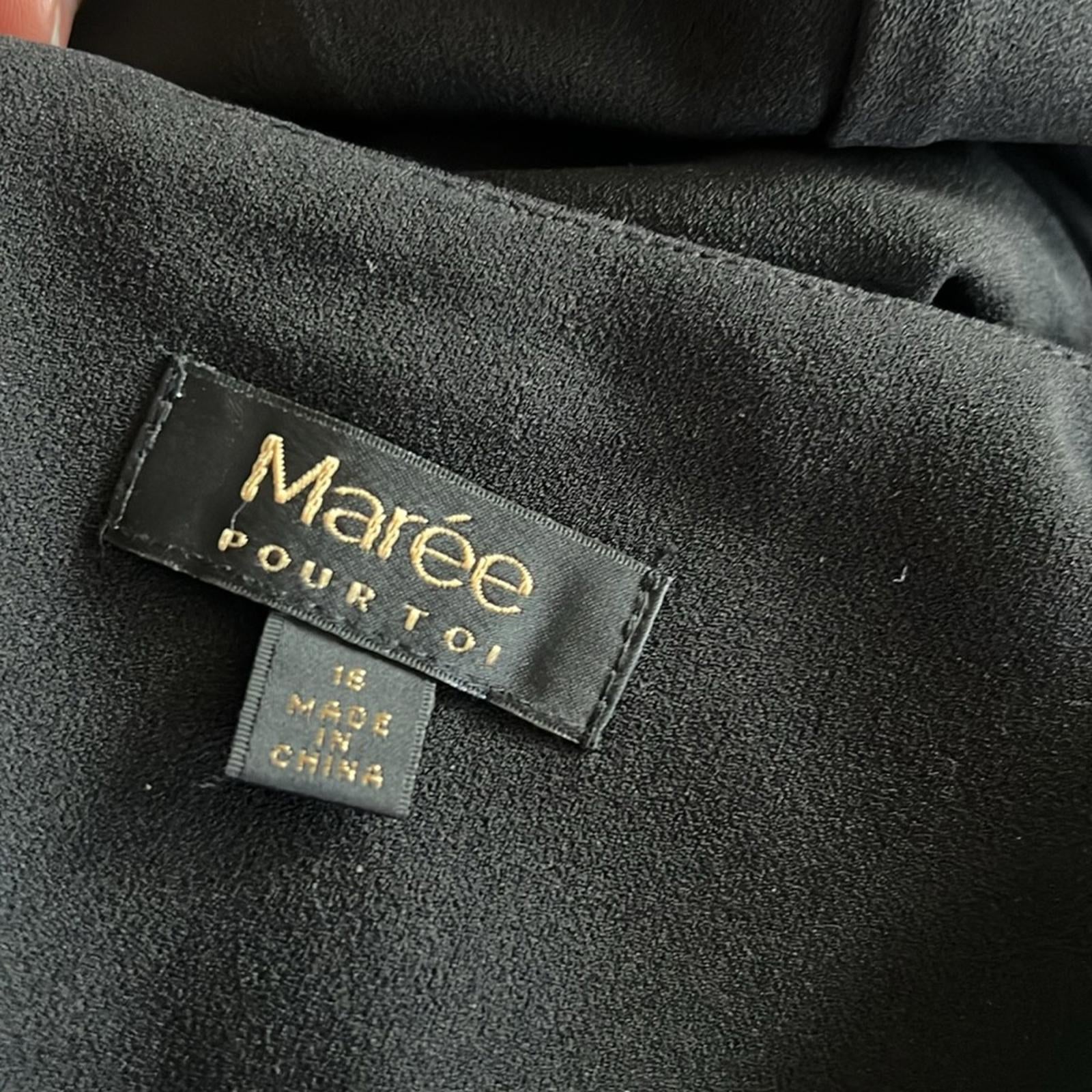 Marée Pour Toi BLACK Ruffle-Cuff Shift Dress, Plus Size 16 New w/Tag