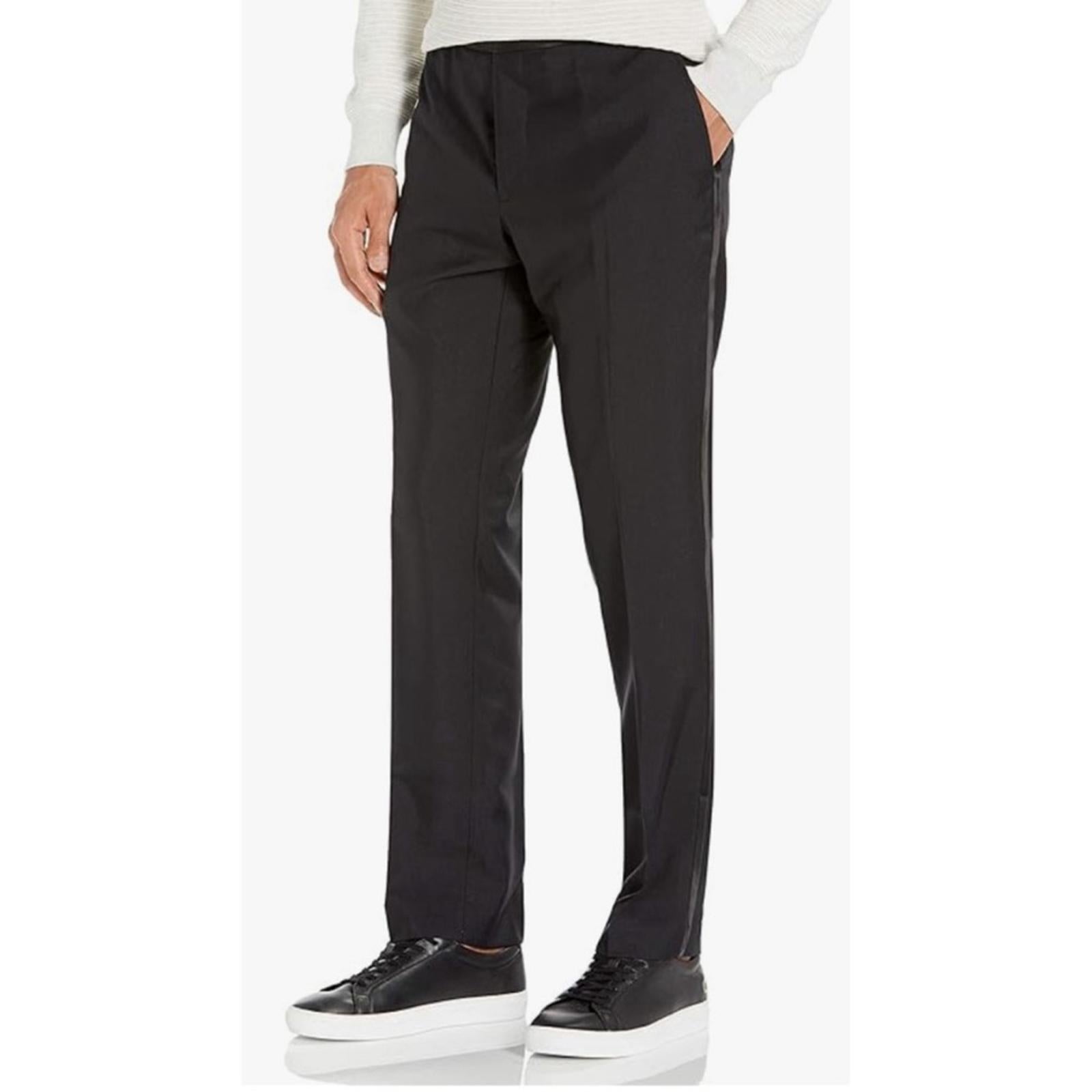 The Savile Row Company London Slim Fit Tuxedo Pants, Black, Size 38W X 44L NEW
