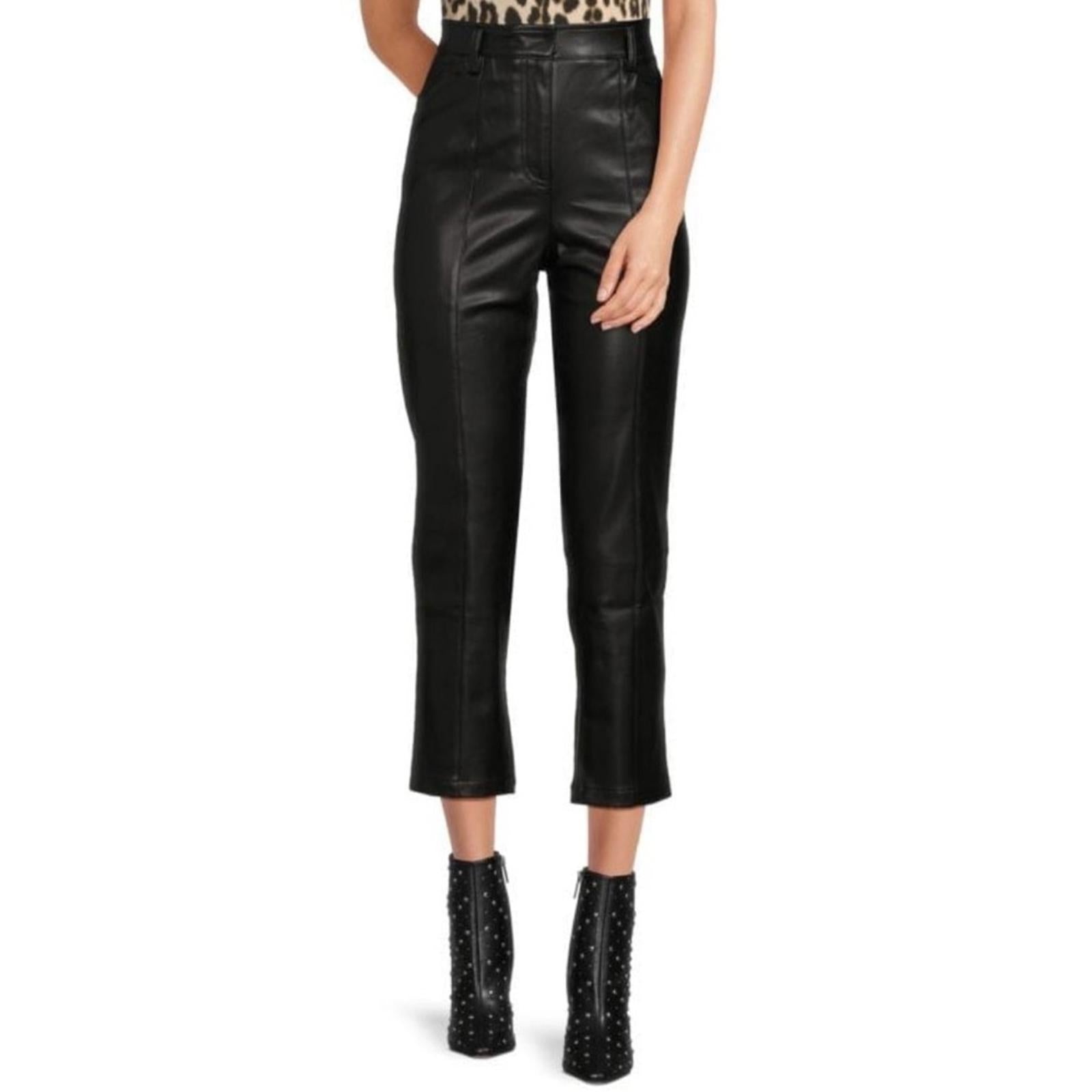 LBLC THE LABEL Jen Faux Leather Cropped Pants, Black Size M New w/Tag