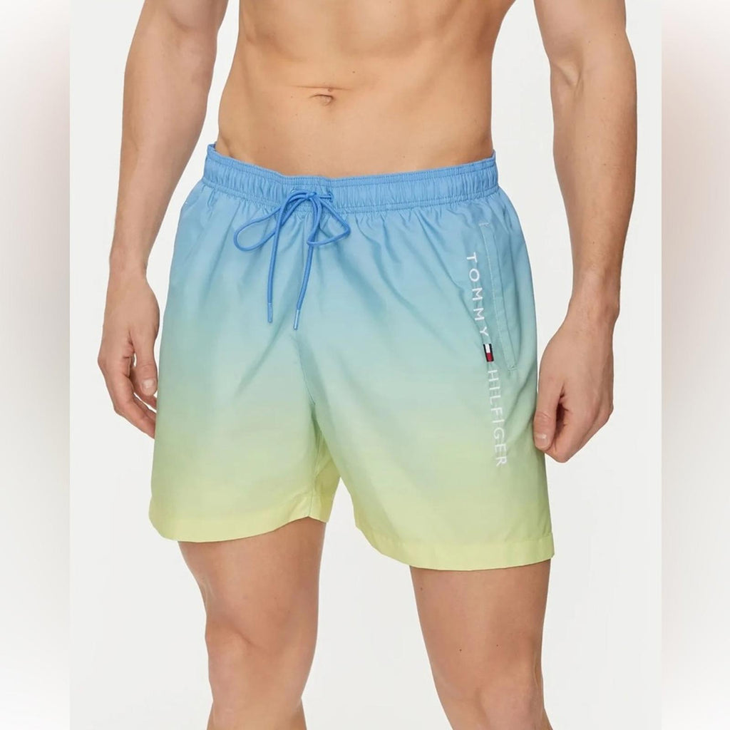 Tommy Hilfiger Ombre Classic Swim Shorts in Blue/Green/Yellow, Quick-Dry NWT XXL