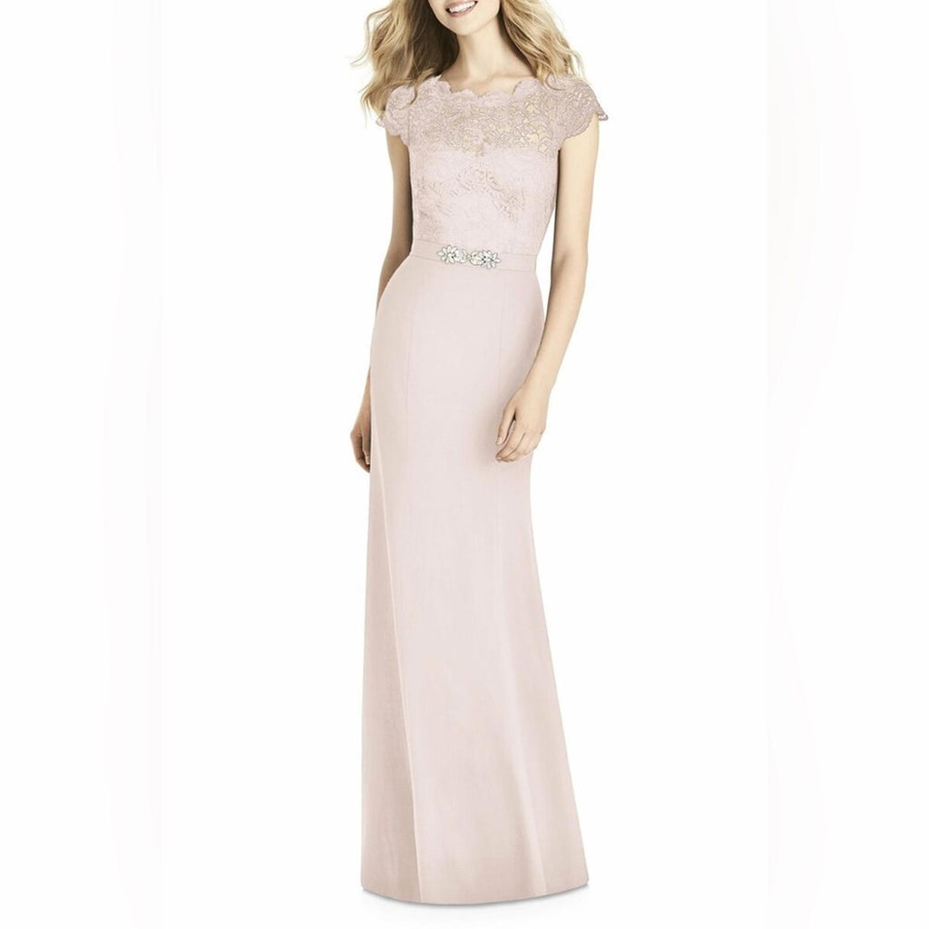 Jenny Packham Lace & Crepe Column Gown in Blush Pink, Size 4, New w/Tag $290