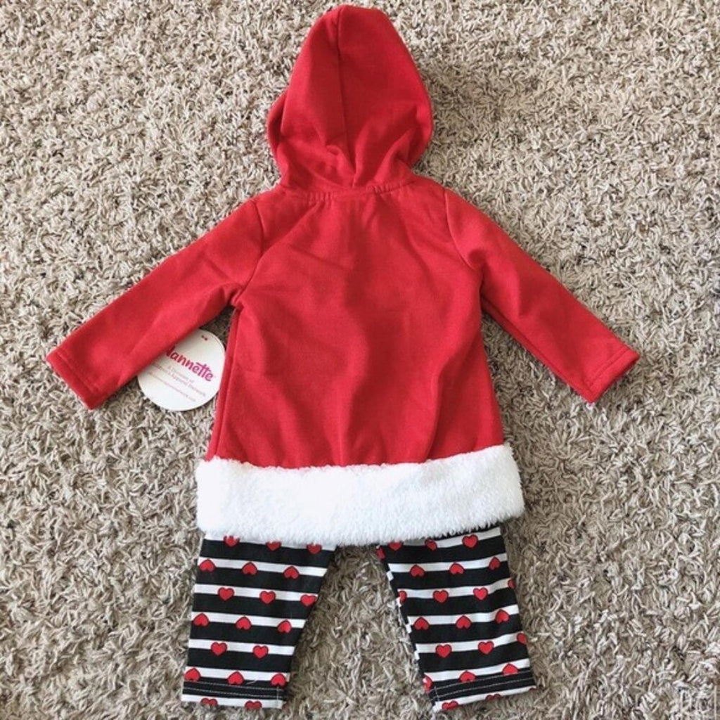 Nannette 2-Pc Red Panda Bear Faux Fur Matching Hoodie & Pants Size 3-6Mos NWT
