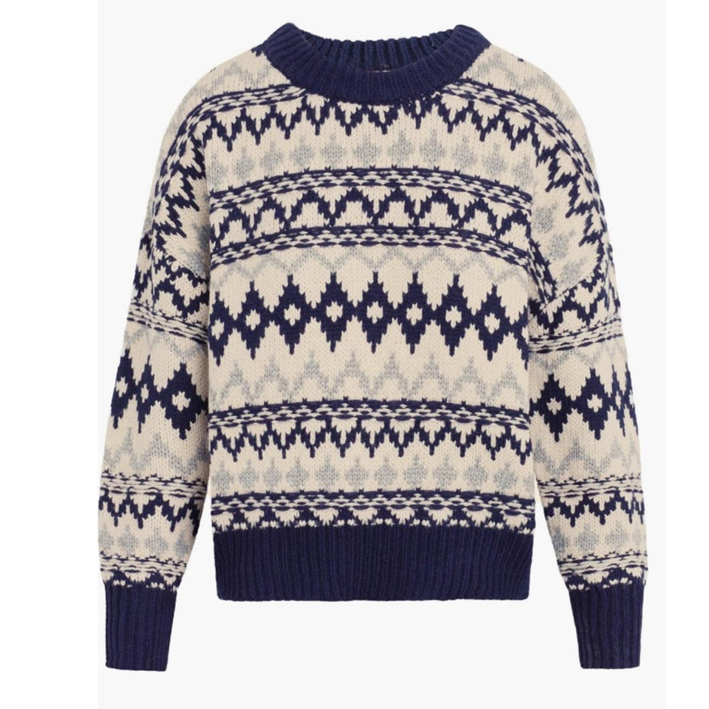 Favorite Daughter ‘Tis The Season Sweater &Hat Set, Blue/Grey Fair Isle Sz M NWT
