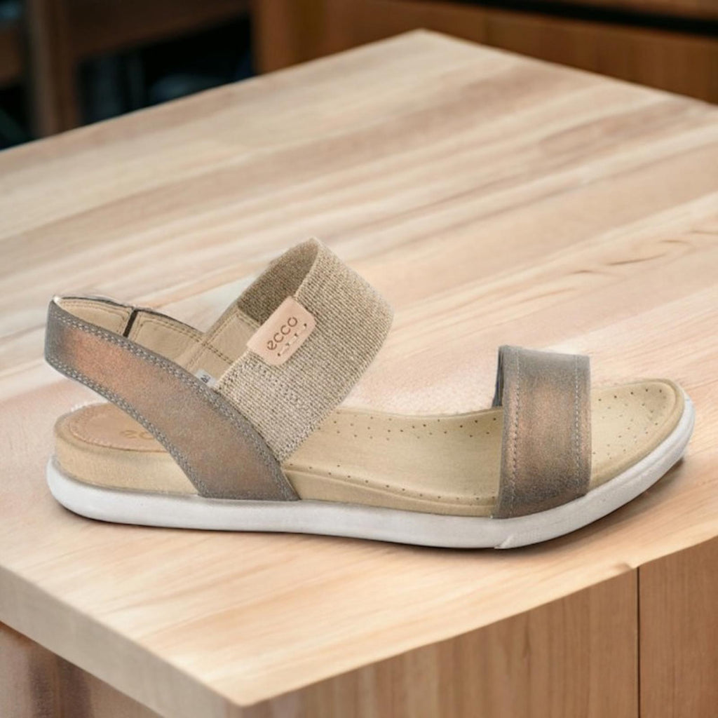 Ecco Warm Grey Damara Suede Leather Sandals, Size EU 42 | US 11-11.5 New in Box