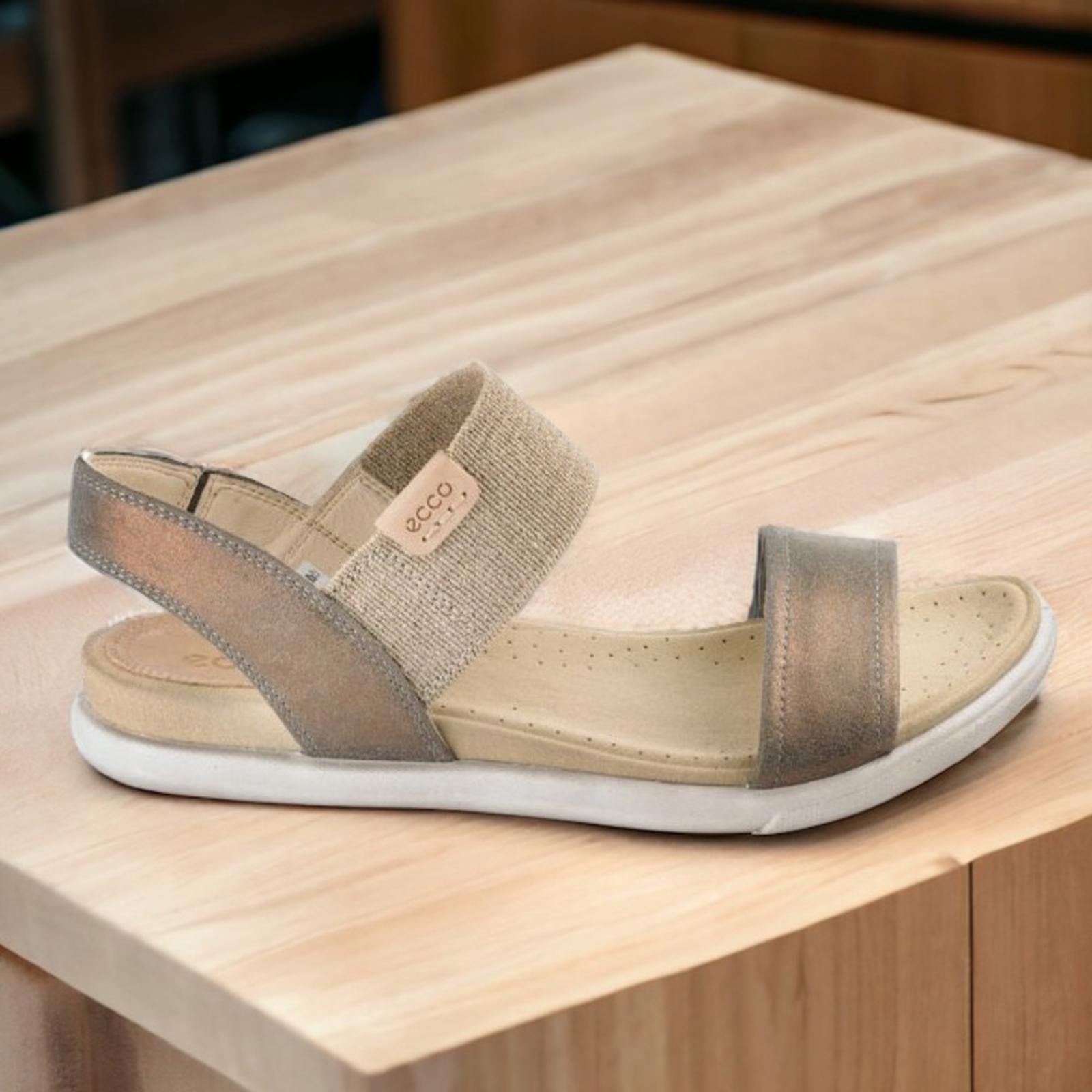 Ecco Warm Grey Damara Suede Leather Sandals, Size EU 42 | US 11-11.5 New in Box