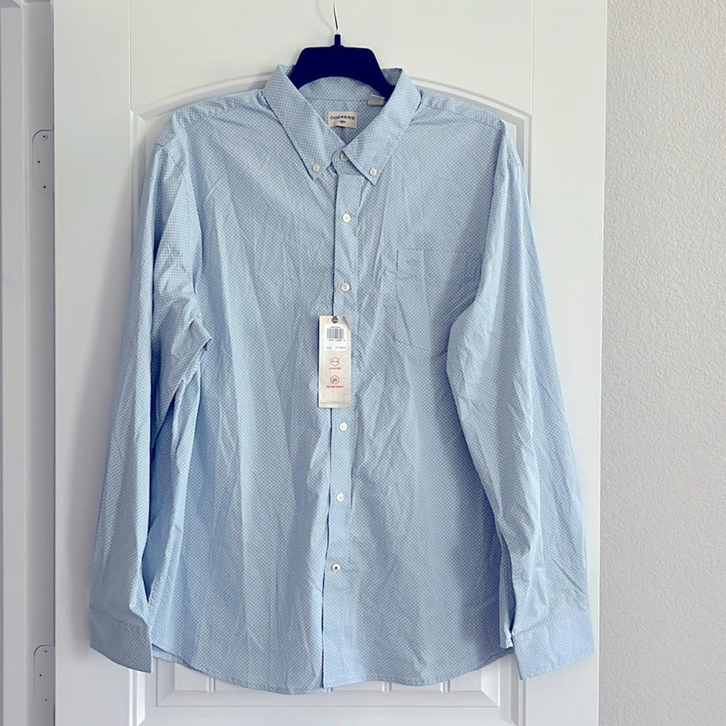 Dockers Regular Fit Long Sleeve Dots Button-Down Shirt, Size XXL New w/Tag