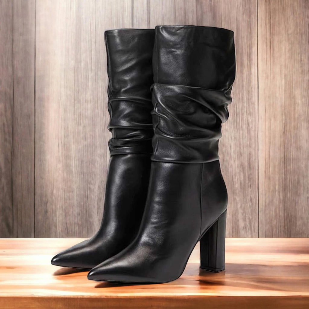 Marc Fisher LTD Gomer Slouched High Heel Boots Black Size 11M in Box Retail $249
