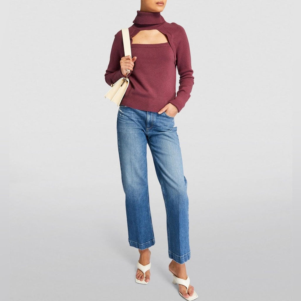 Paige x Revolve Cherise Cut-Out Rollneck Sweater Raspberry Size S NEW w/Tag $249