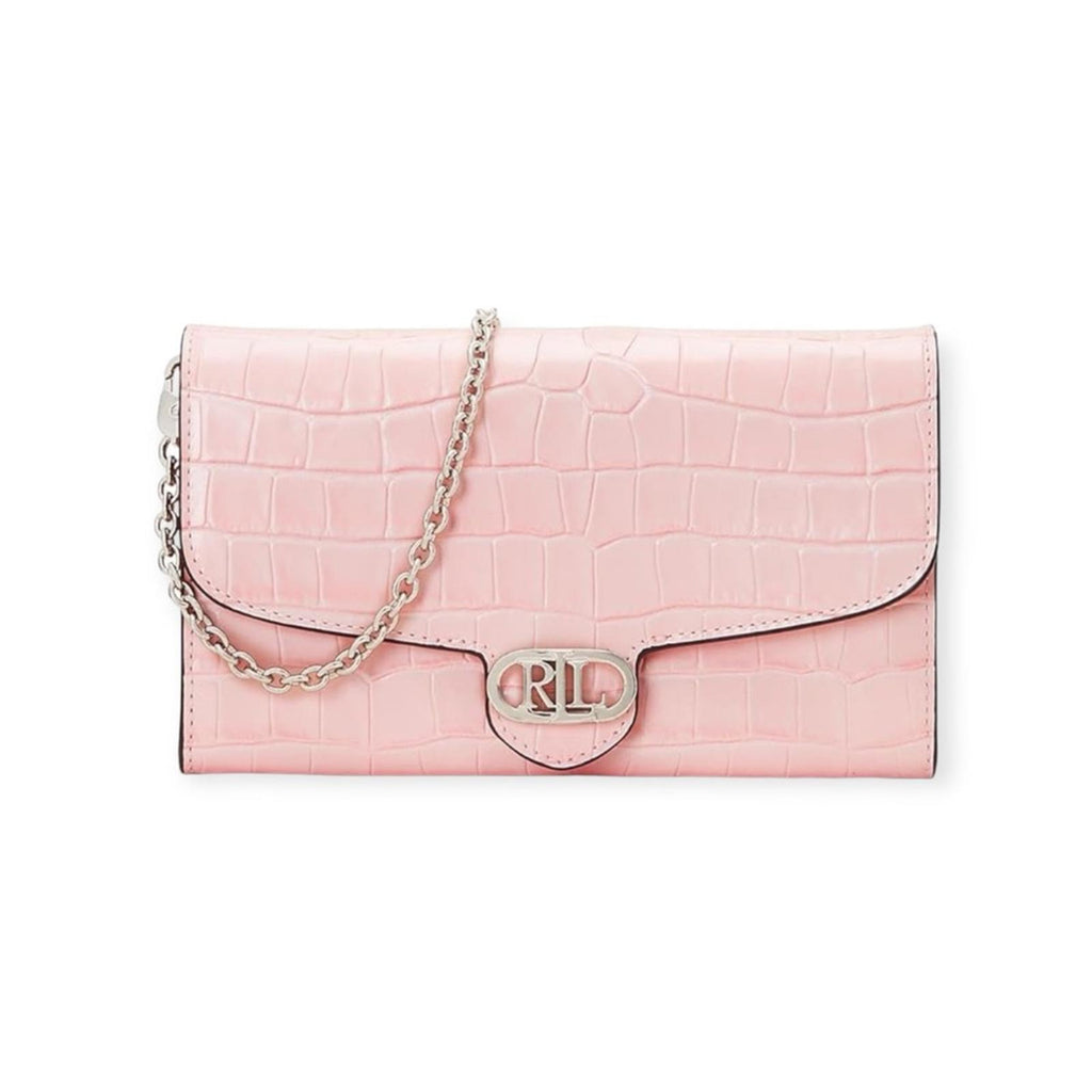 NEW Ralph Lauren Embossed Leather Medium Adair Bag, Pink Silver-Tone