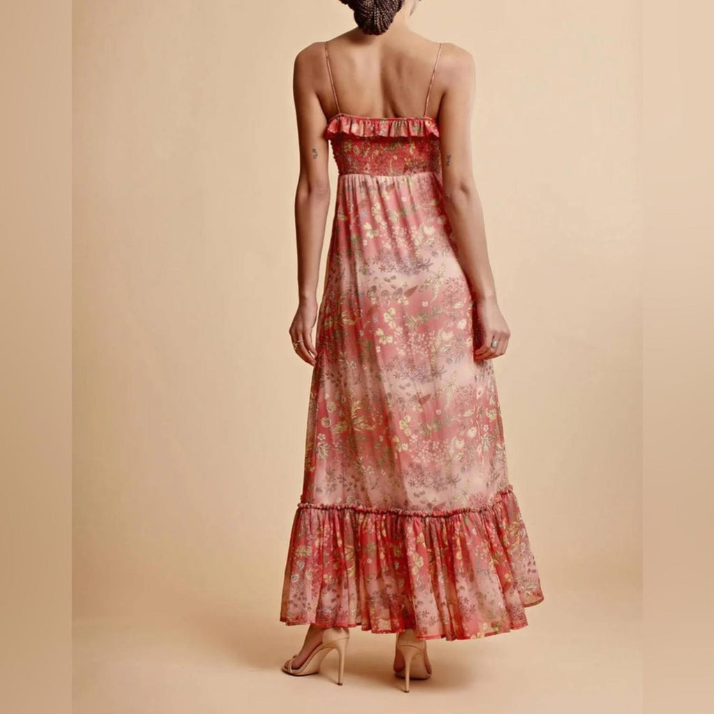 byTiMo Chiffon Sleeveless Ruffle Maxi Dress, Bright Field Size M New w/Tag $436