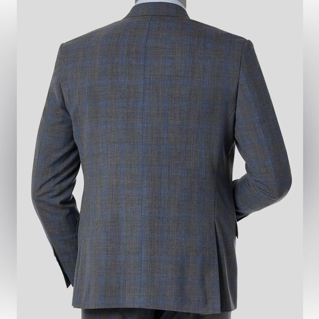 $450 Lauren Ralph Lauren Gray Blue Plaid Classic-Fit Blazer, UltraFlex Size 44S