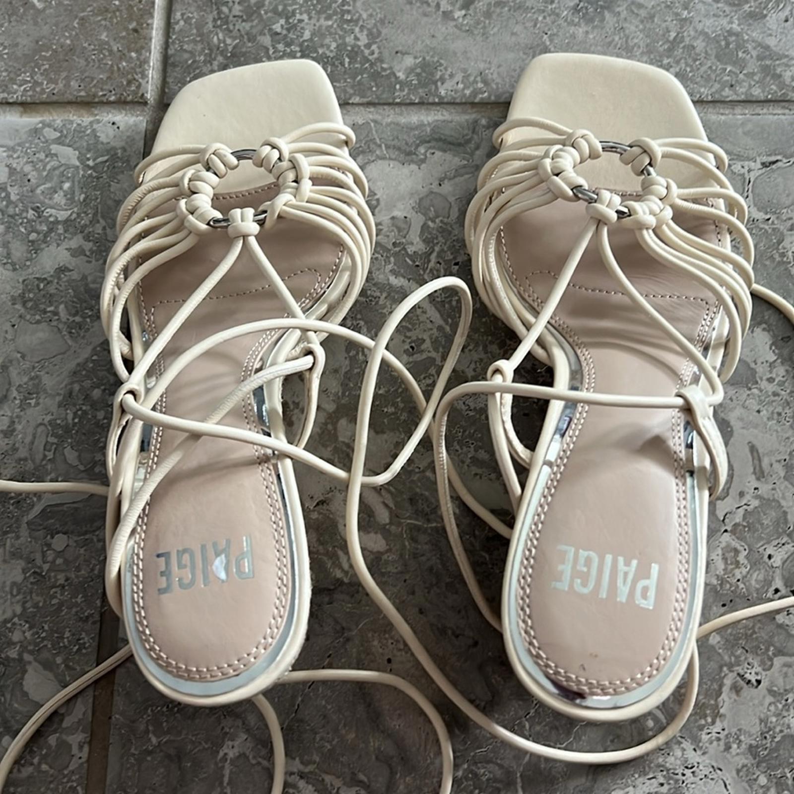 Paige Sierra Wedge Strappy Sandals in Bone, Size 8 NEW w/o Box - Online for $278