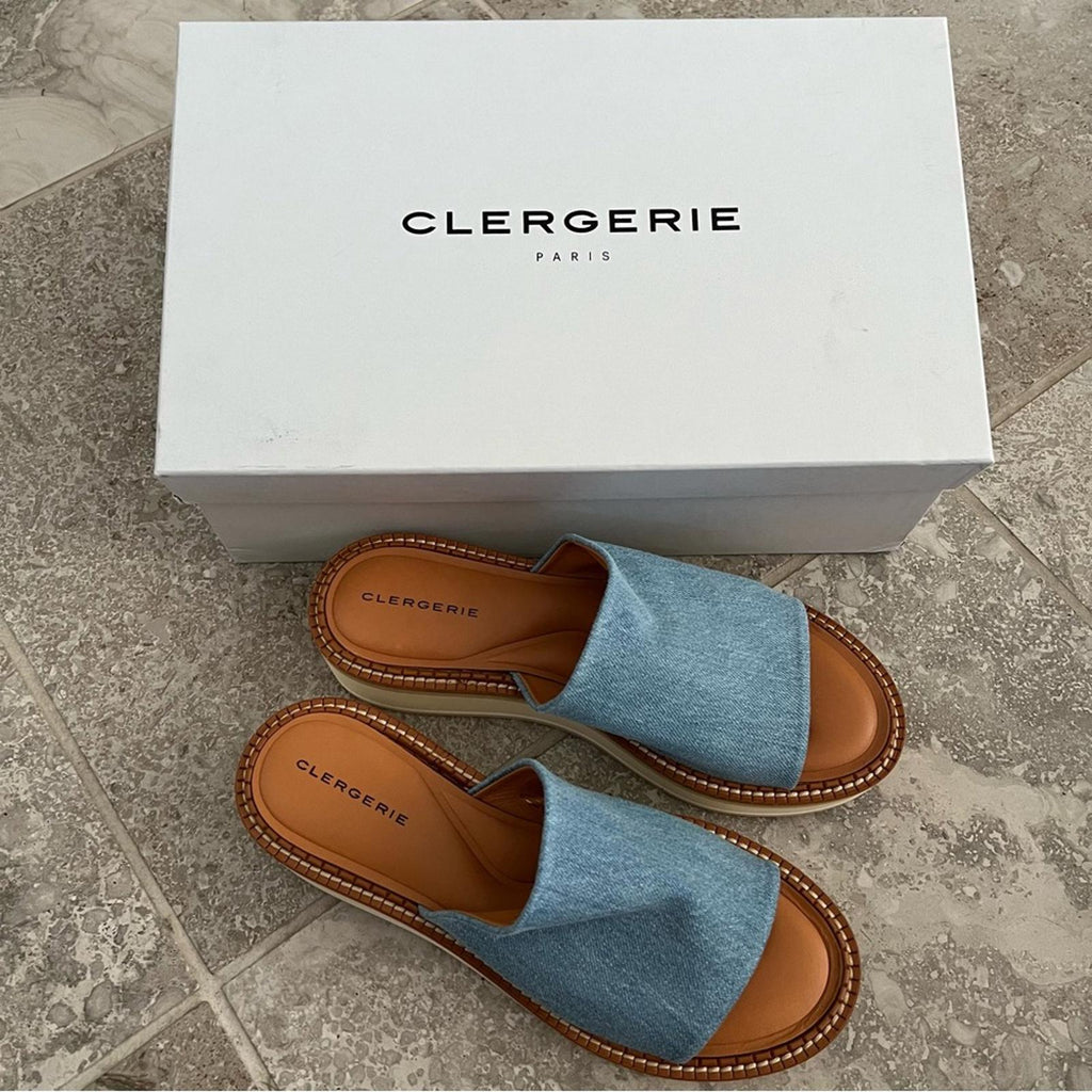 Clergerie Paris FastJ Denim Flatform Sandals, Size US 10.5 NEW $475 (Sold Out)