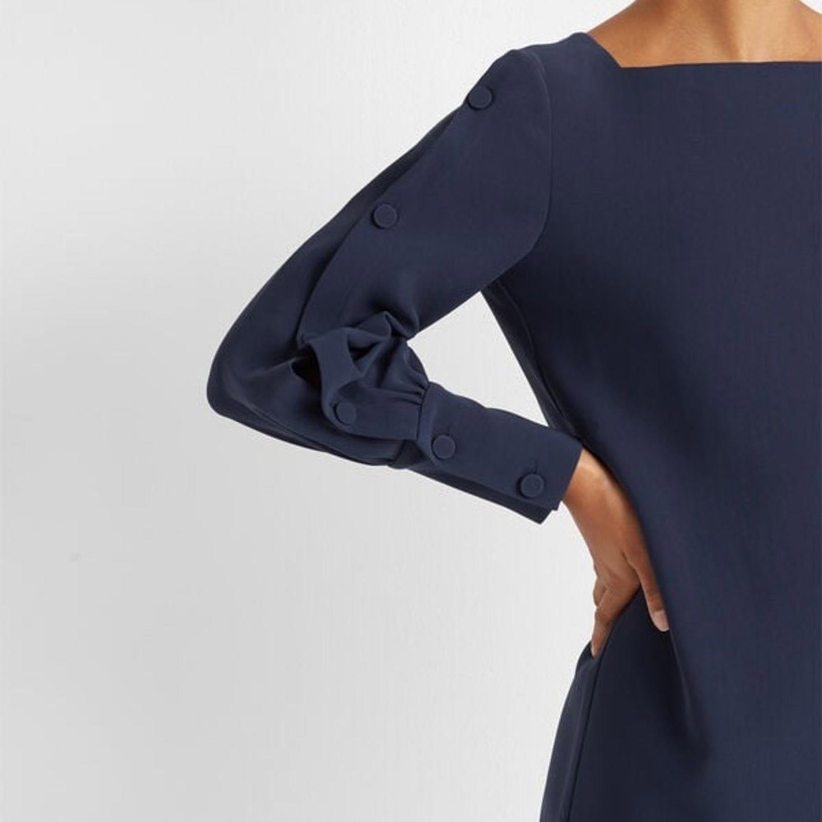 Club Monaco Button Sleeve Dress Robe in Navy/ Bleu Marine Size 2, New w/Tag $269
