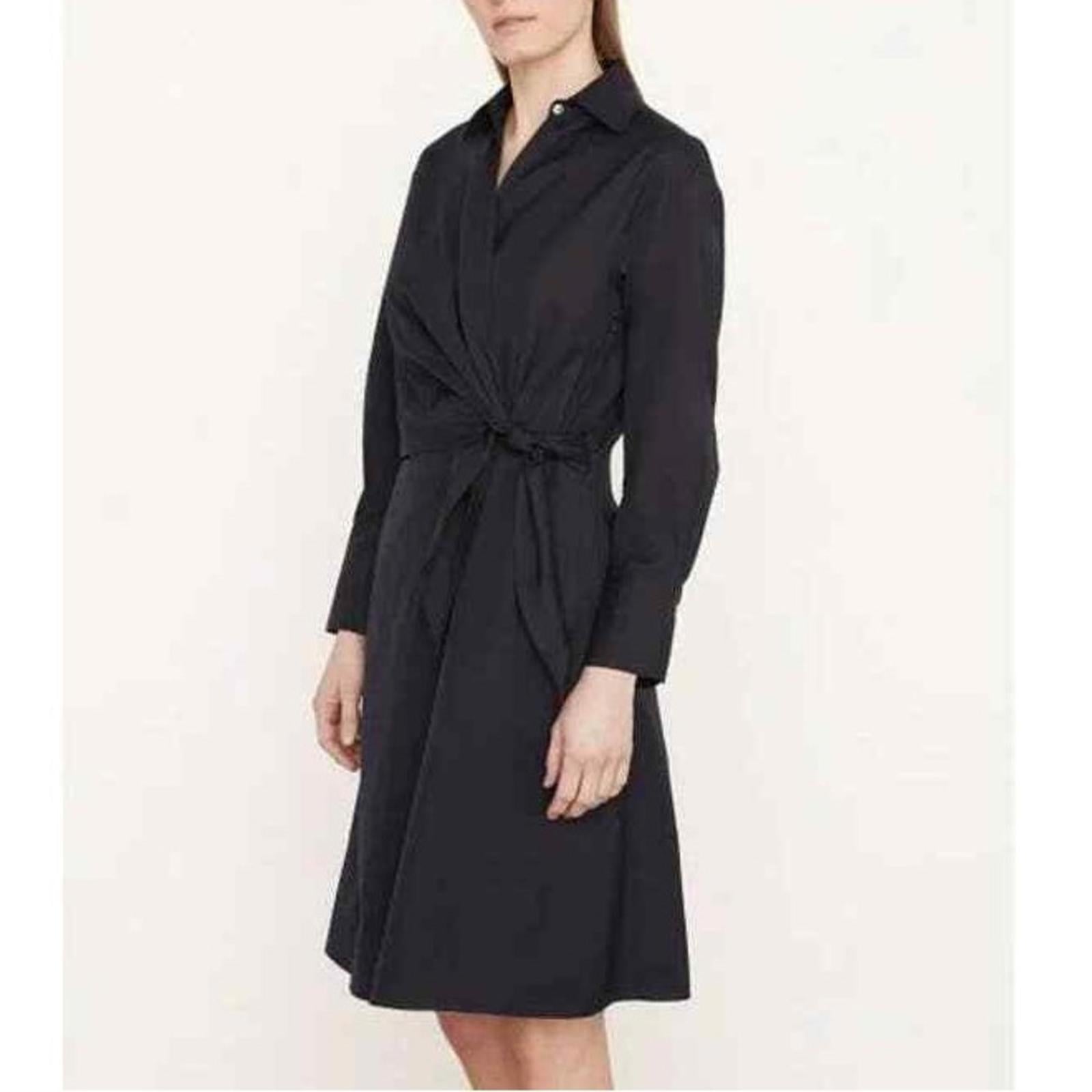 Vince Long Sleeve Wrap Shirt Dress, Long Sleeve in Black Size L EXCELLENT!