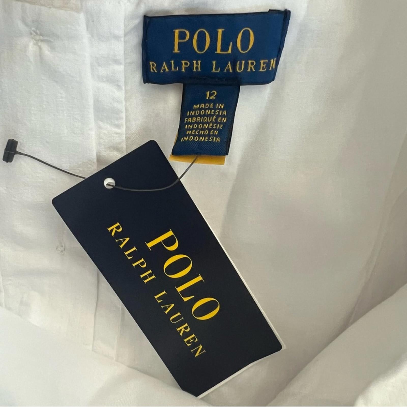 Polo Ralph Lauren Big Girls Seersucker Dress in White, Size 12, NWT
