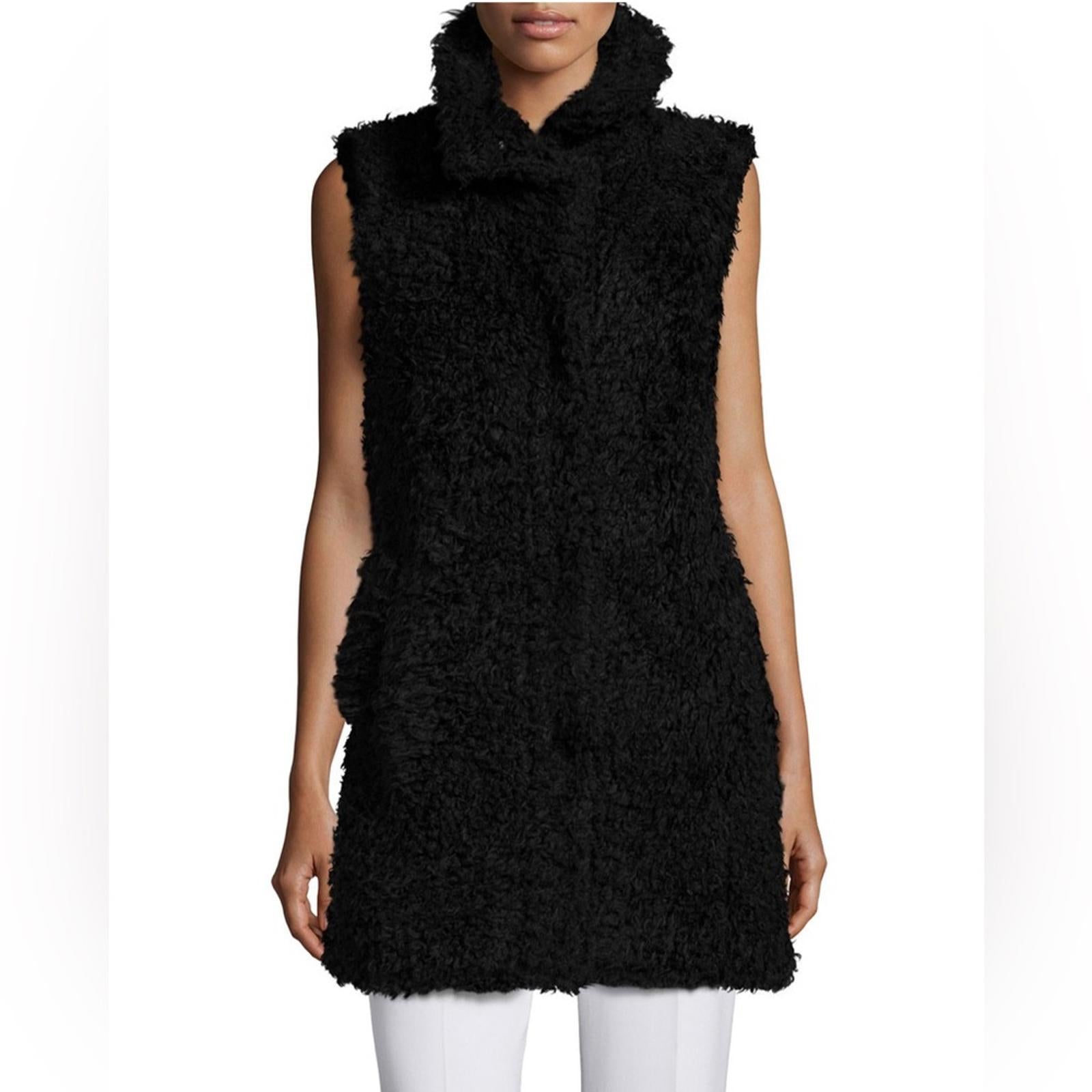 Theory Visterna B. Faux-Fur Vest Black, Size S Retail $395 (Excellent Condition)