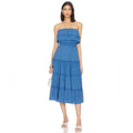 1.STATE x Revolve Strapless Ruffle Tiered Dress in Capris Blue, Size M New w/Tag