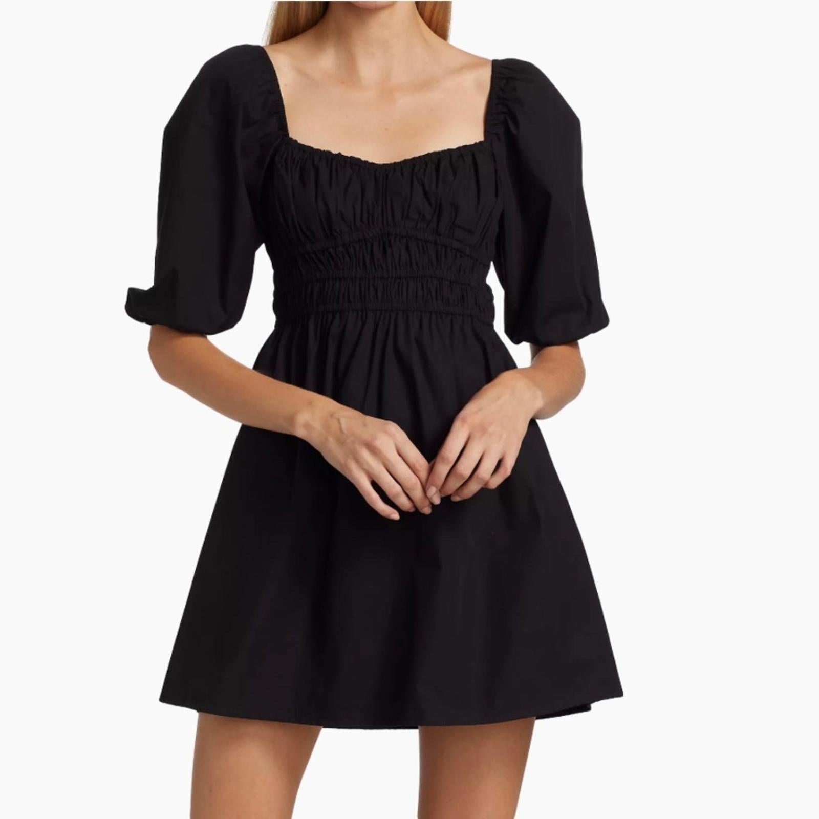 NWT Faithfull the Brand Marinelli Smocked Minidress, Black Size 6 (Sold Out)