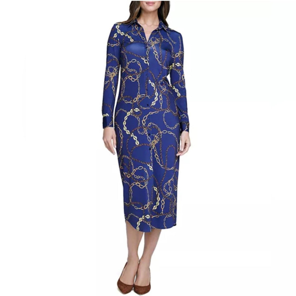 L’Agence Raelynn Shirt Dress in Indigo Gold, NWT, Size XS