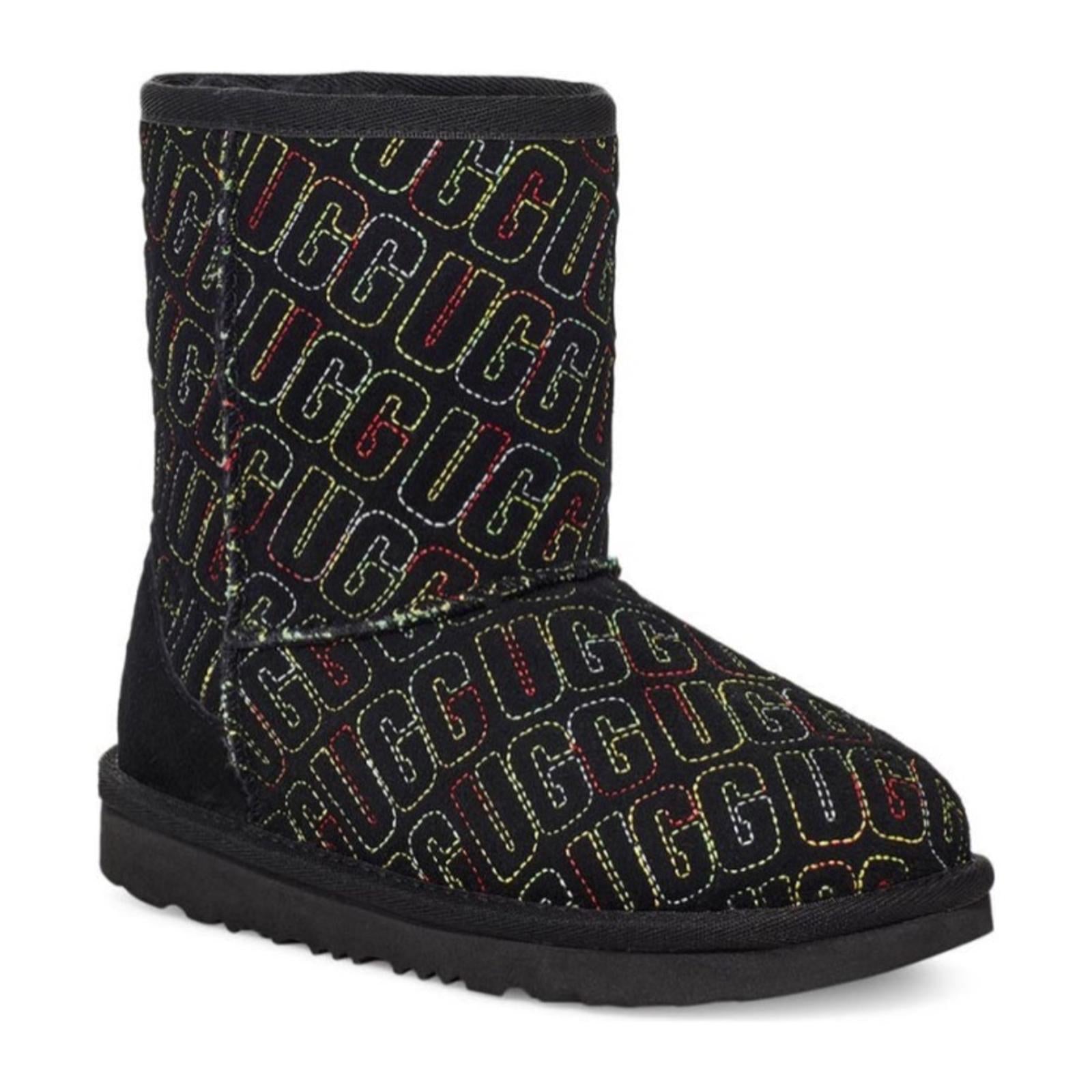 UGG Kid’s Classic II Graphic Stitch Wool-Lined Boots, Toddler Size 2, NEW