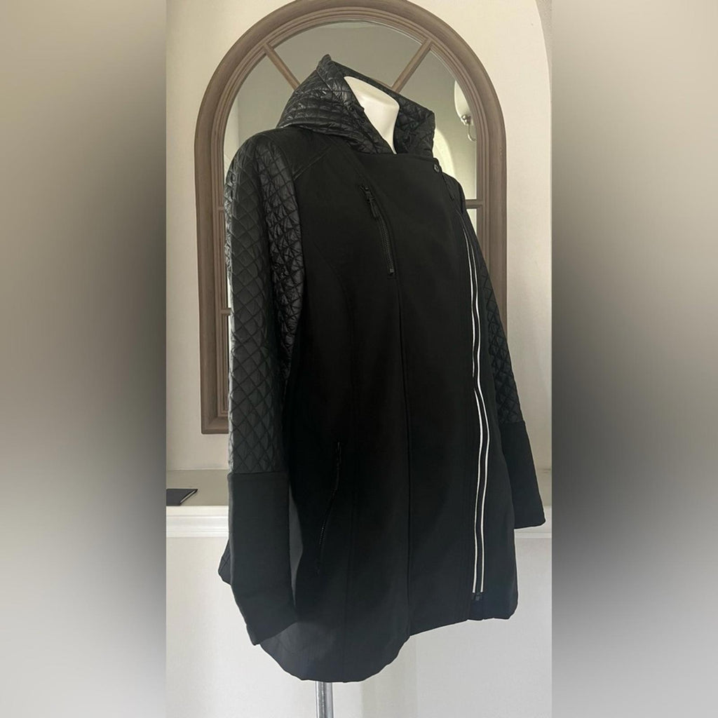 Michael Kors Quilted Reflective Hooded Jacket in Black, Size XL Retail $248