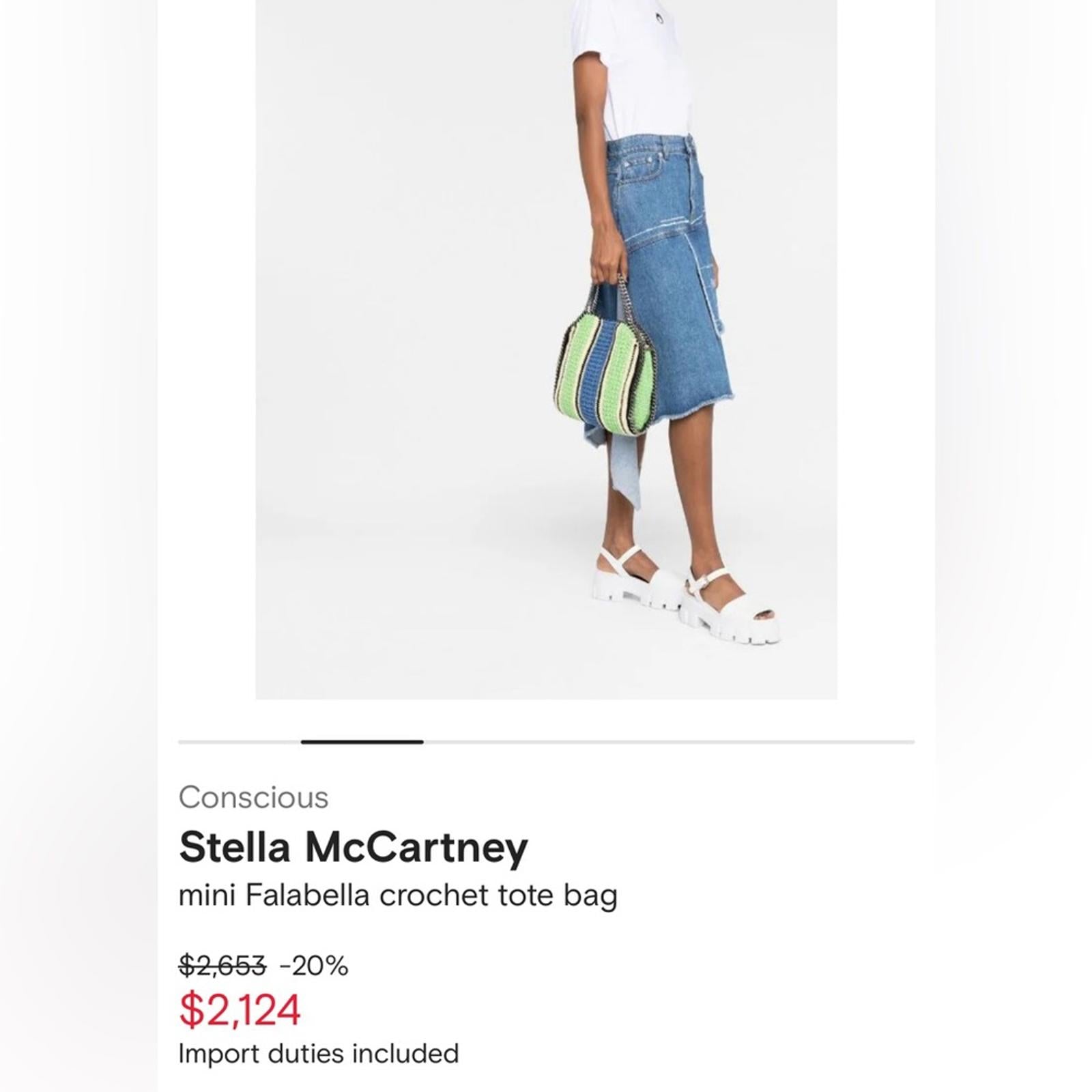 Stella McCartney ‘Falabella' Crochet Tote Bag in Green Blue Multi NEW (SOLD OUT)