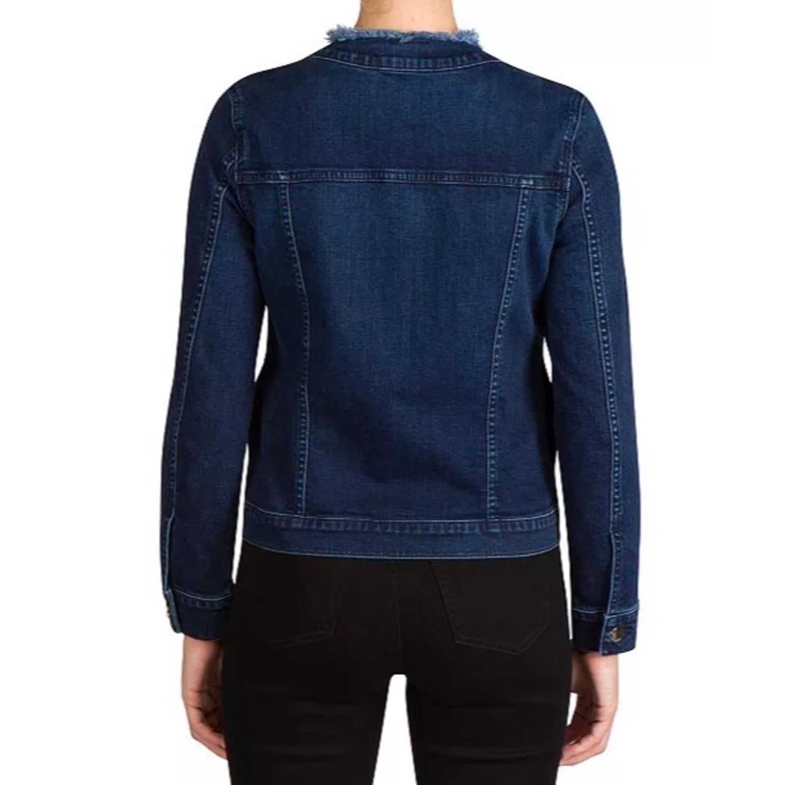 JEN7 by 7 For All Mankind Collarless Denim Jacket with Frayed Detail Size 3X NWT