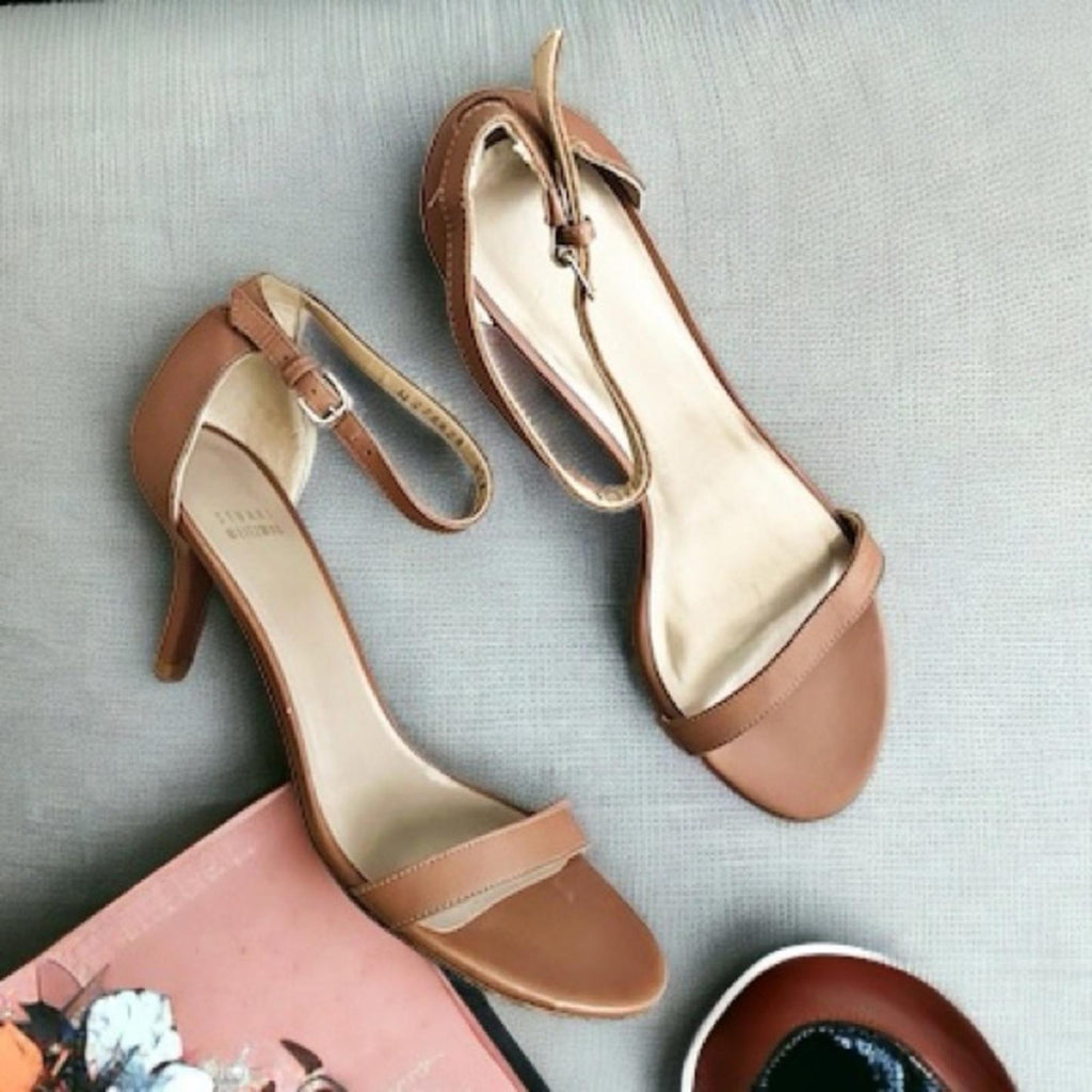 NEW Stuart Weitzman Nunakedstraight Strap Sandals 3” Heel, Size 8.5, Retail $475