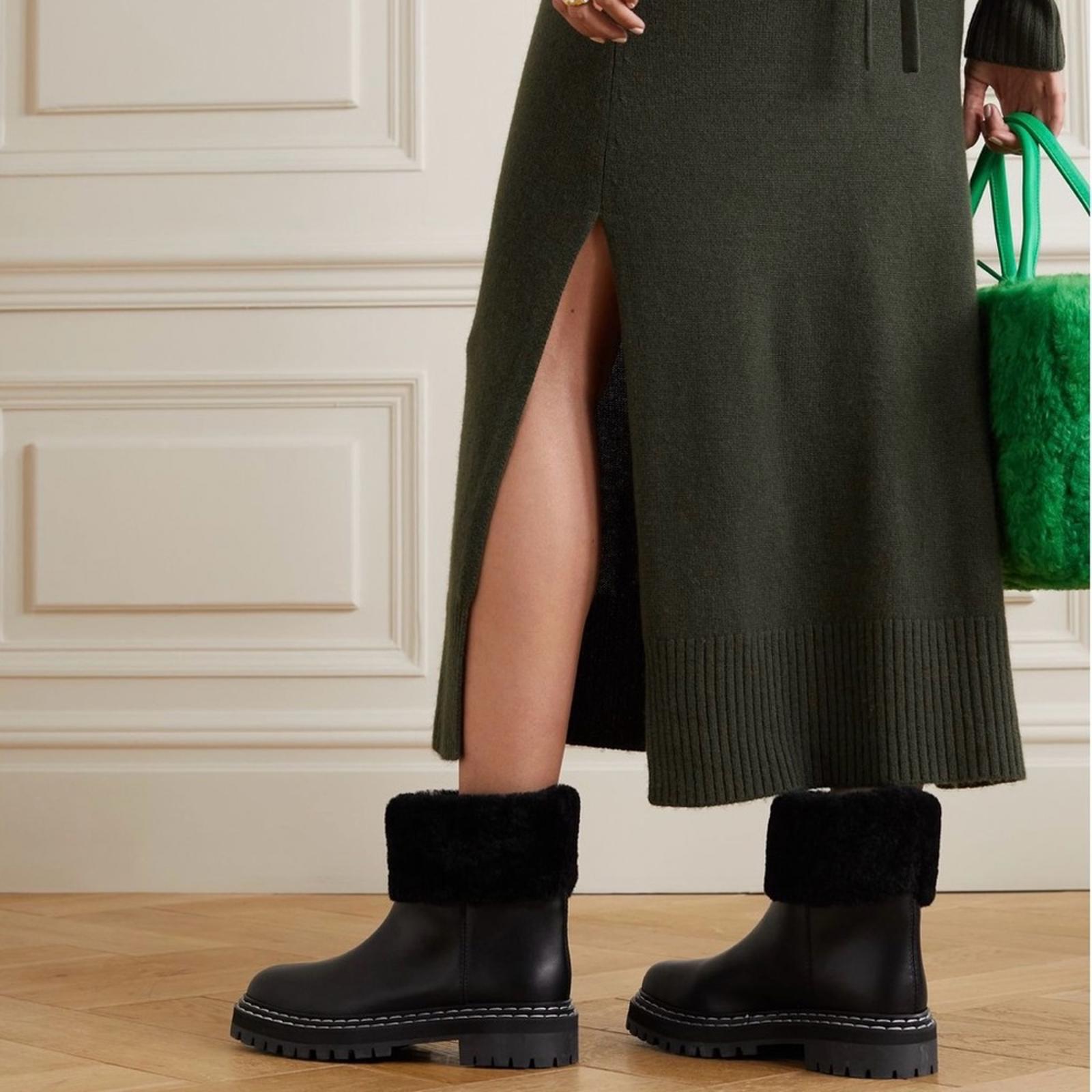 Proenza Schouler CA/SH Shearling Booties in Black, Size 38 NEW in Box + DustBag