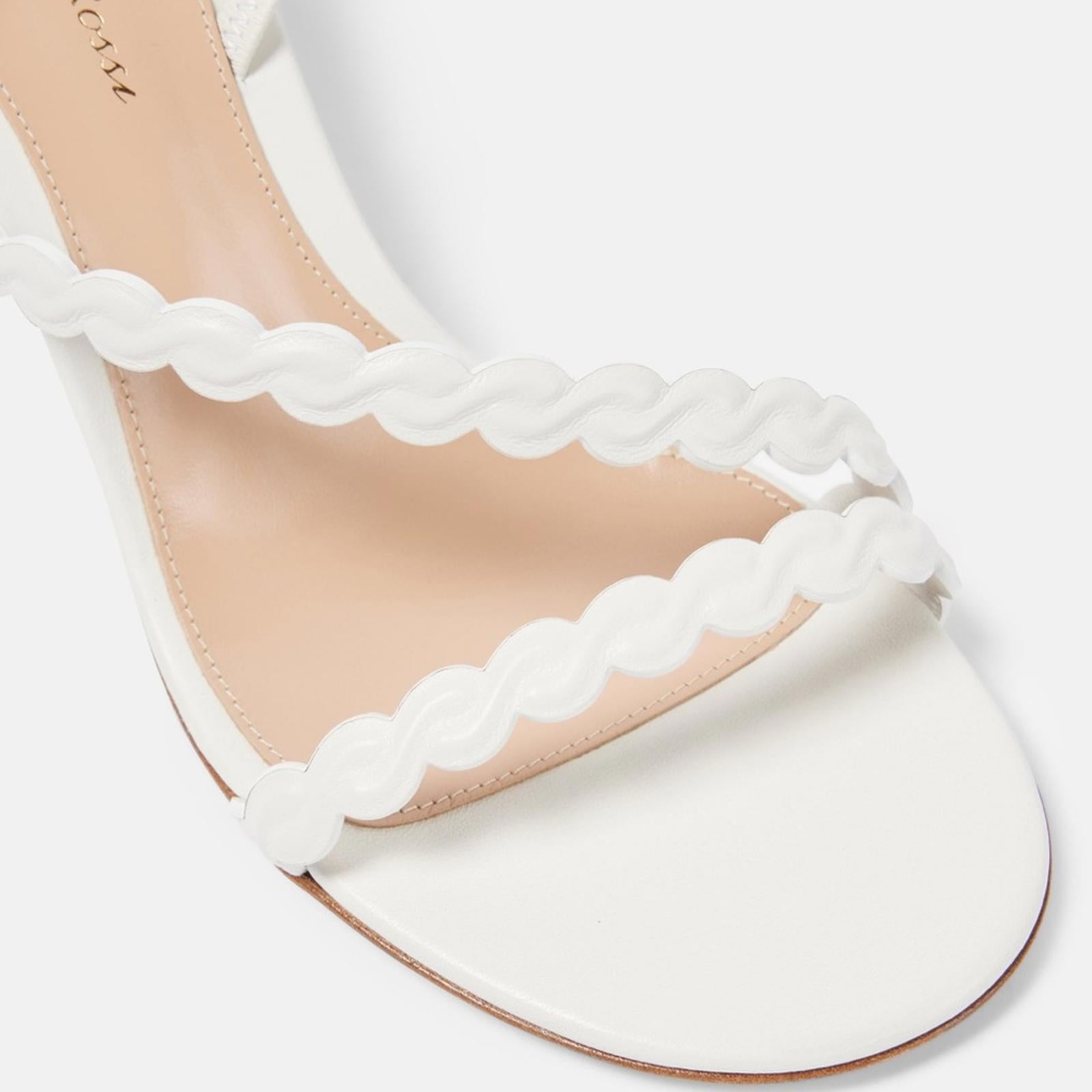 Gianvito Rossi 70 Leather Sandals in White, Size 37.5, New in Box w/DustBag