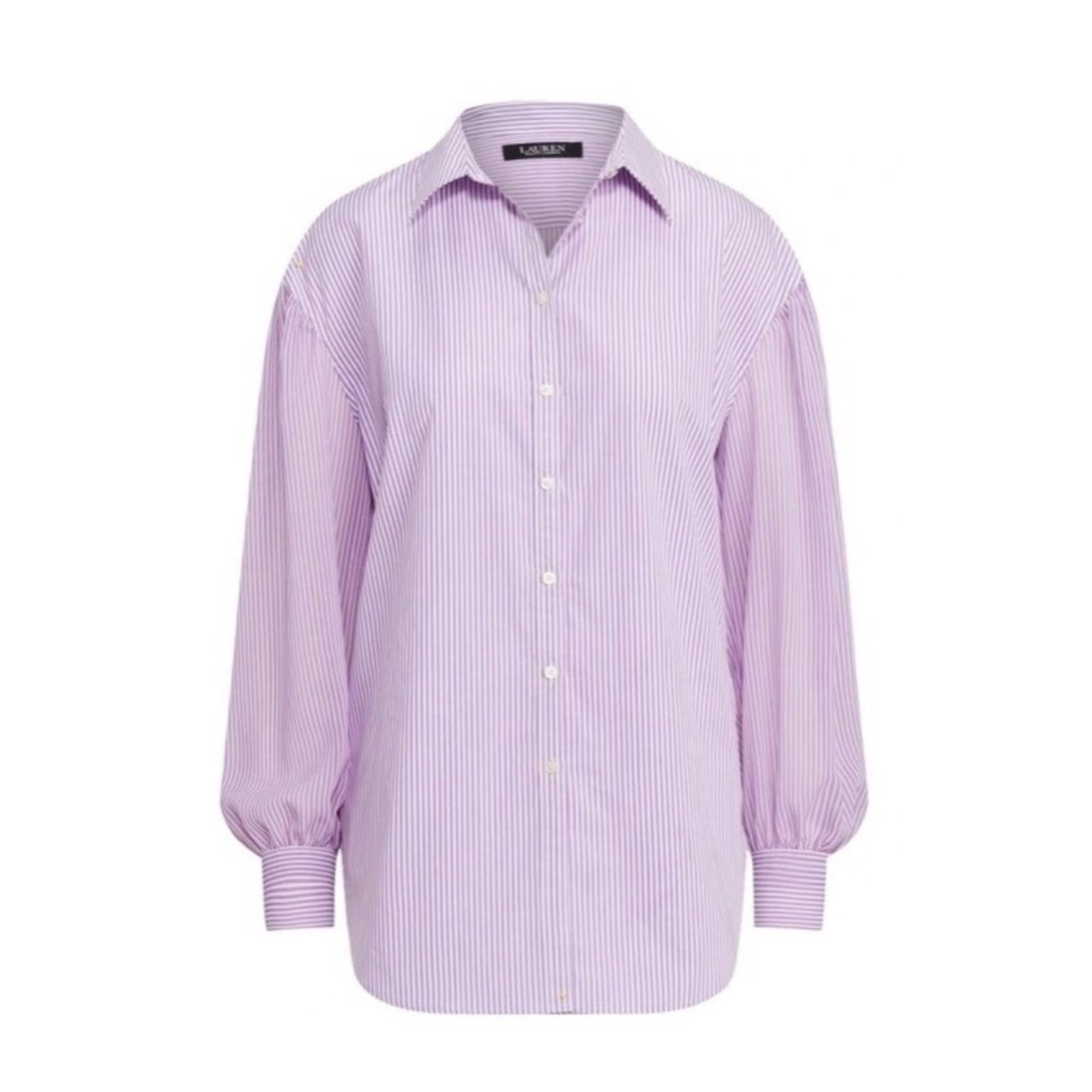 Lauren Ralph Striped Broadcloth Shirt in Lavender, Size XL New w/Tag