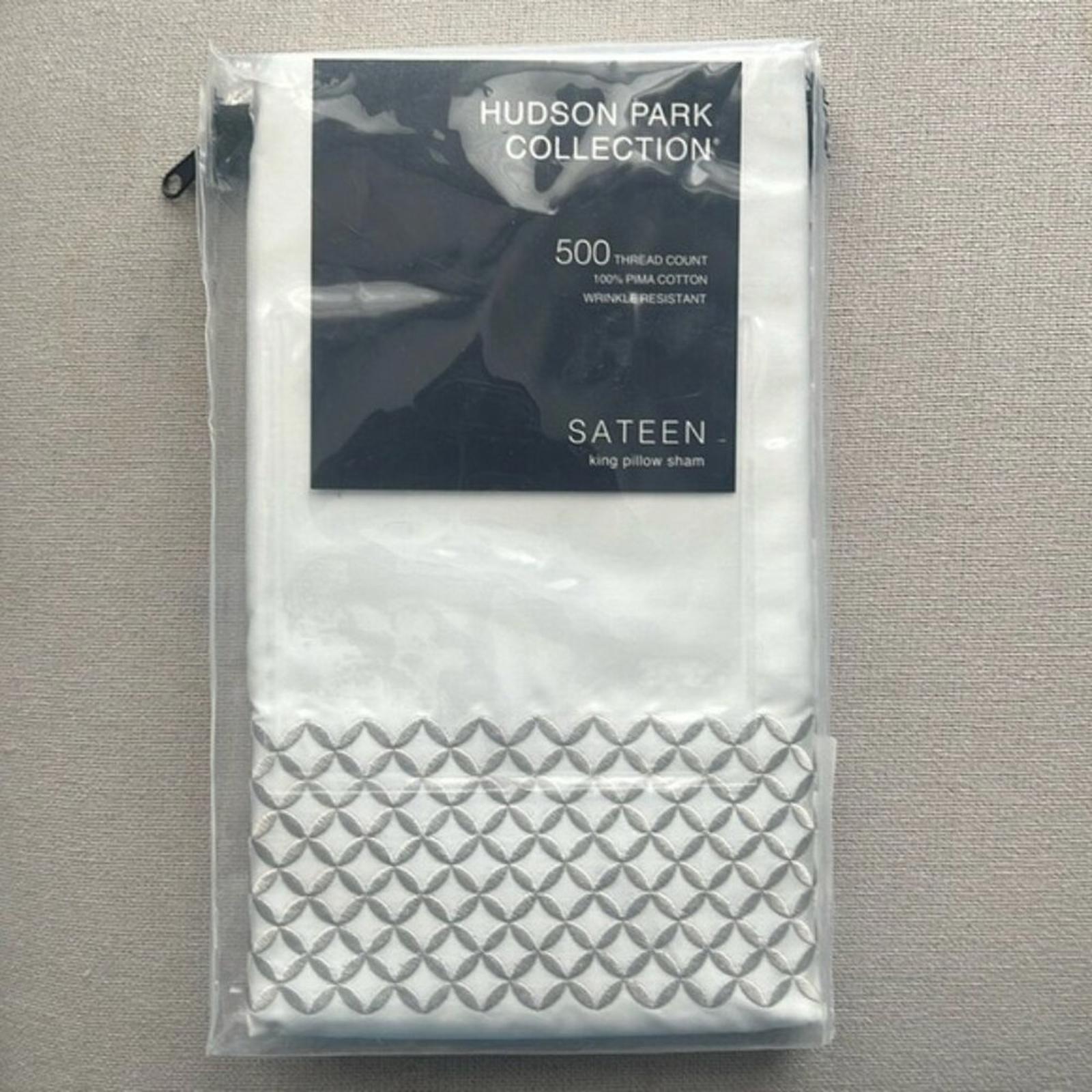 X2 Hudson Park Collection Embroidered Geo King Sham in White/Silver, $155/each