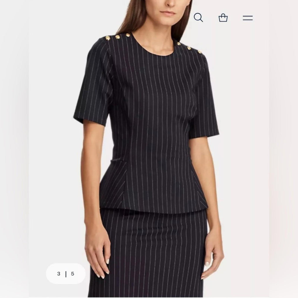 Lauren Ralph Lauren Striped Peplum Top Size XL EXCELLENT!