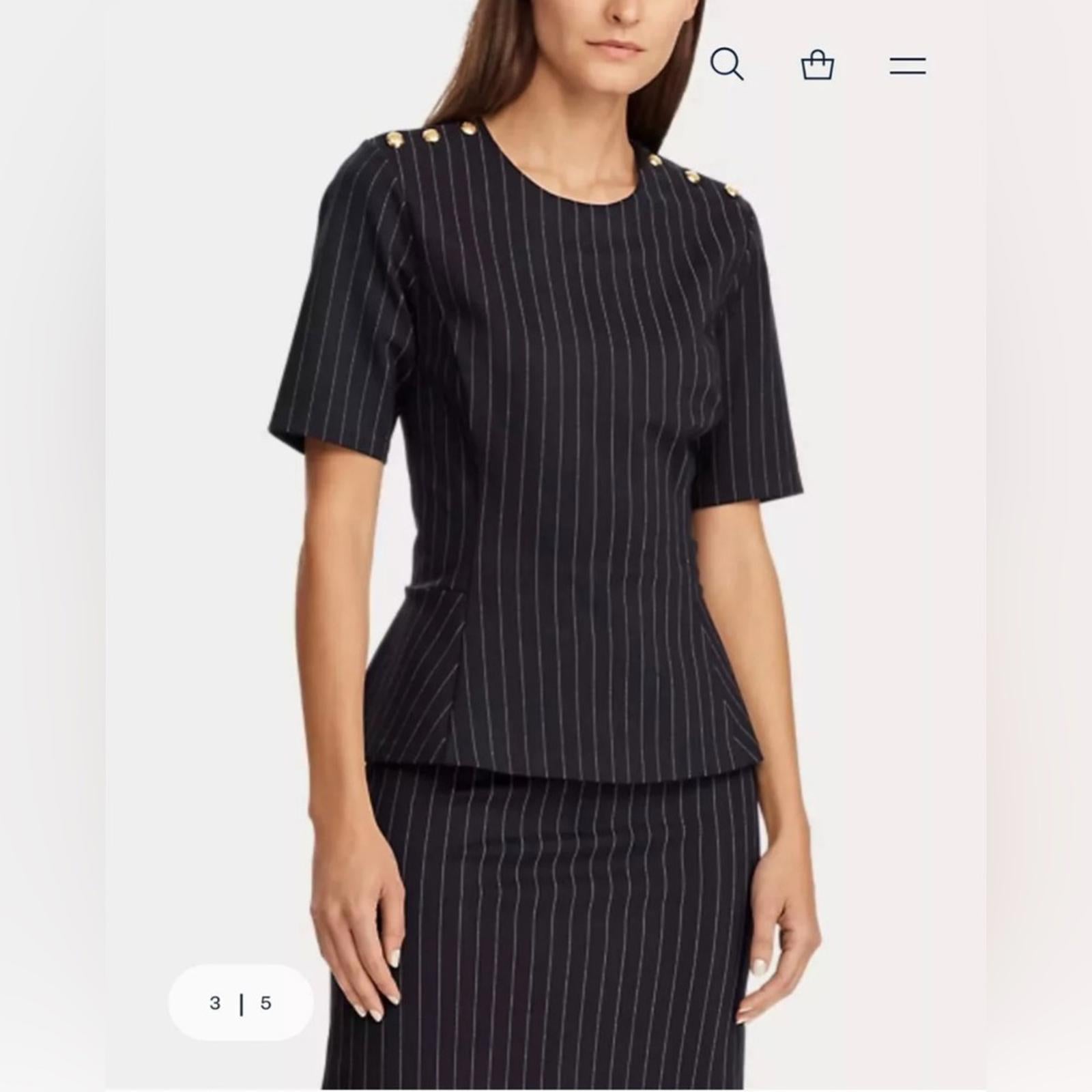 Lauren Ralph Lauren Striped Peplum Top Size XL EXCELLENT!