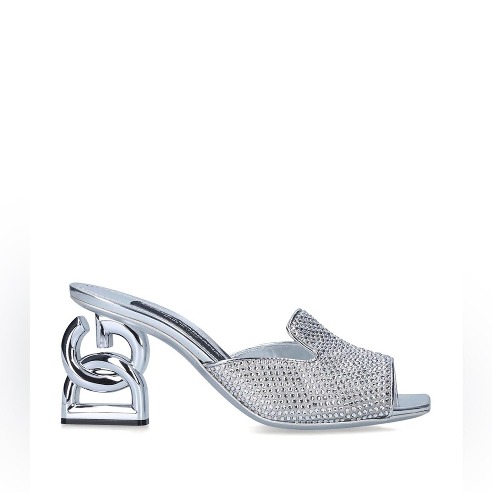 Dolce & Gabbana DG-Heel Gemstone-Embellished Mules Size 40 NEW + Box + Dust Bag