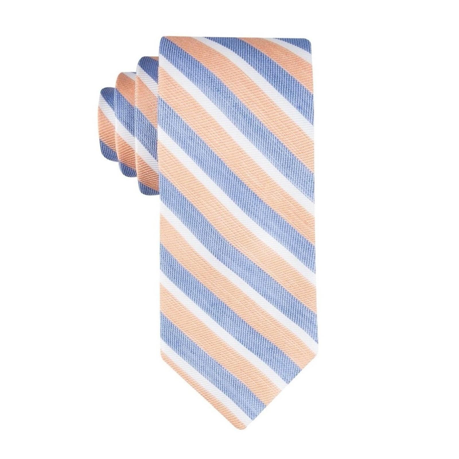 Tommy Hilfiger Men’s Linen Beach Stripe Tie in Peach, One Size, NWT