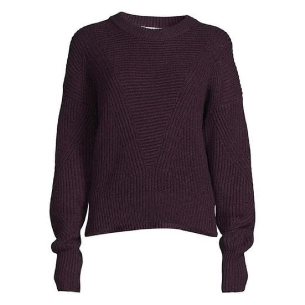 IRO Mona Wool Knit Ribbed Sweater, Dark Purple Size L, New w/Tag Retail $445