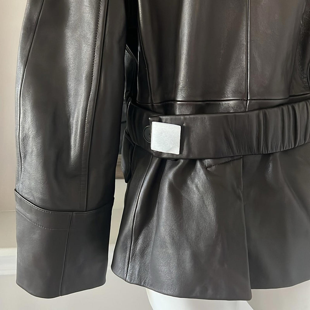 Vince 100% Lamb Leather Safari Jacket in Brown, Size M New w/Tag Retail $1495