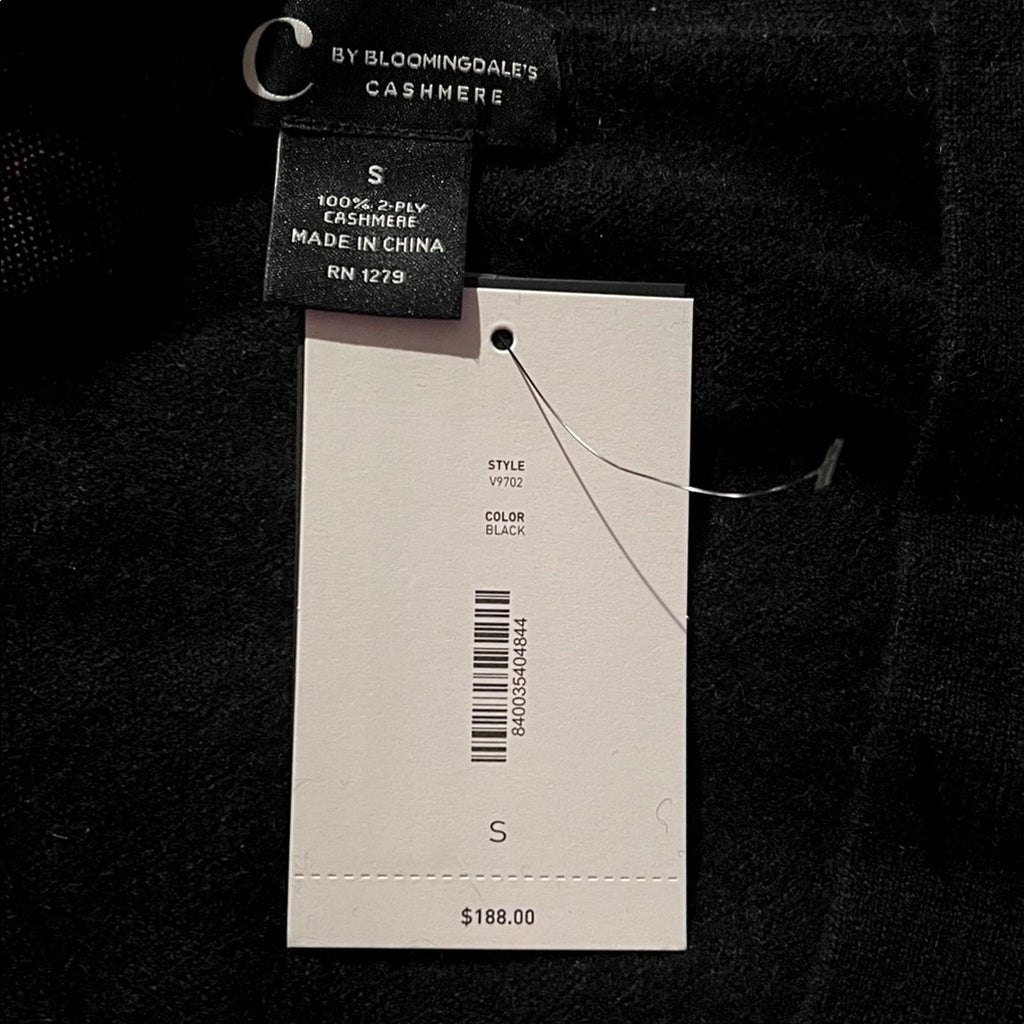 C by Bloomingdale’s Cashmere Grandfather Cardigan in Black, Size S, New w/Tag